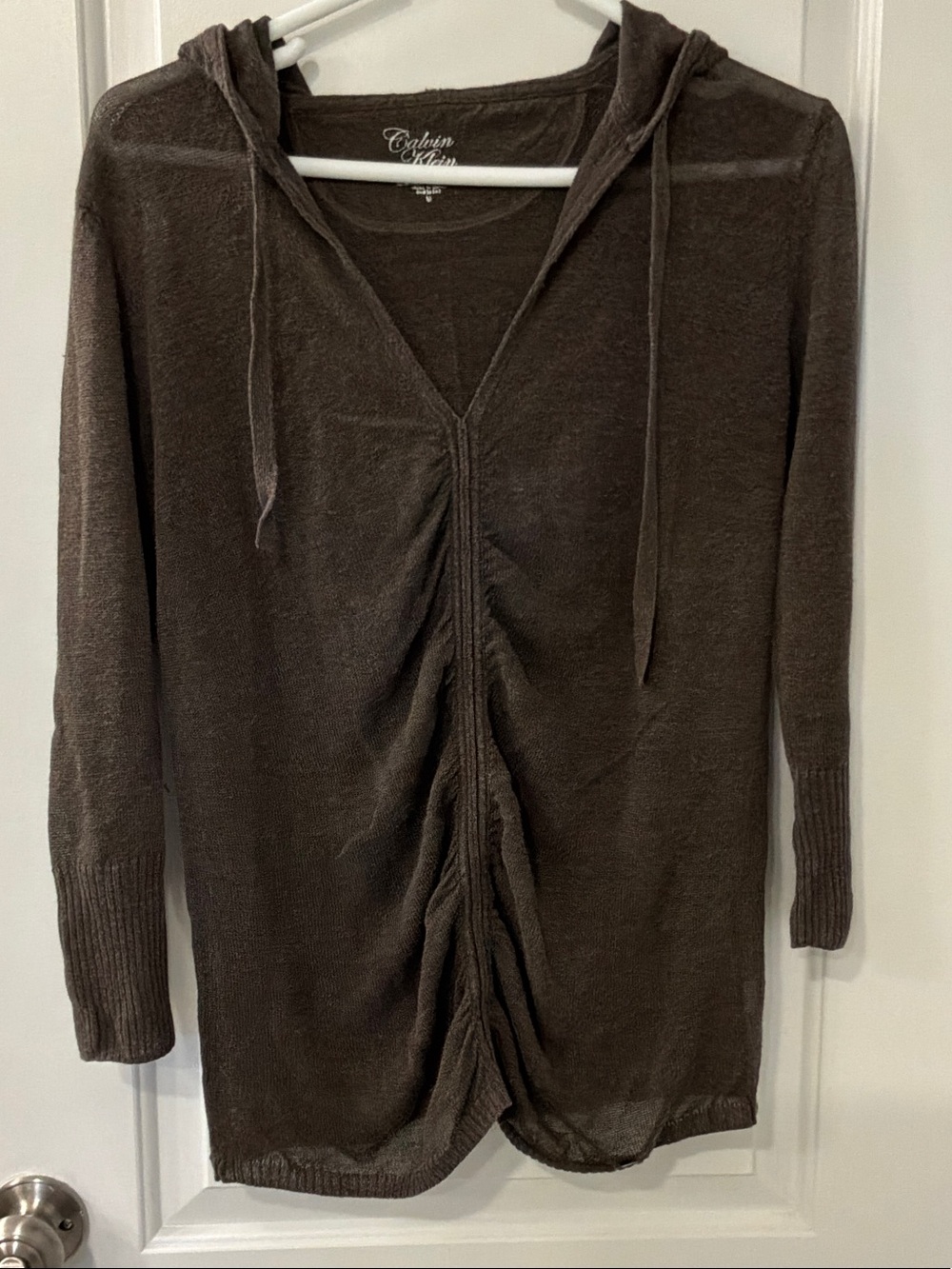 Vintage Calvin Klein Ruched Front Hoodie Sweater